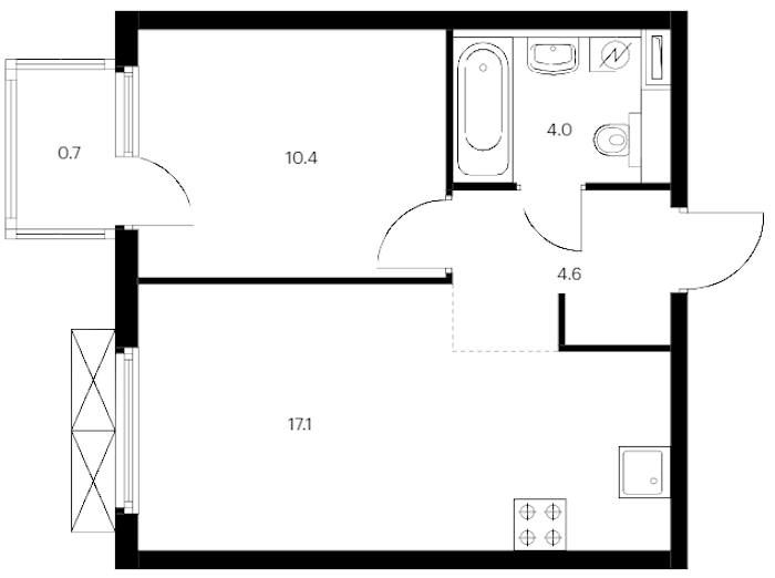 1-комнатная квартира 36.8 м², 15/15 эт., ЖК «Заречный парк»